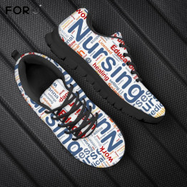 FORUDESIGNS Nurse Letter Printing Sneakers Women Fashion Brand Design Woman's Shoes Medical Hospital Air Mesh Lace Up Footwear
