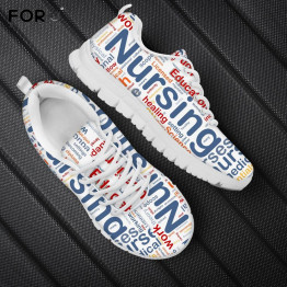 FORUDESIGNS Nurse Letter Printing Sneakers Women Fashion Brand Design Woman's Shoes Medical Hospital Air Mesh Lace Up Footwear