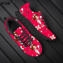 FORUDESIGNS Red Color Women Flats Shoes Funny Cartoon Nurse Pattern Female Spring/Autumn Sneakers Woman Students Girls Footwear
